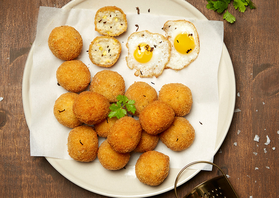 Croqueta de huevo frito y trufa